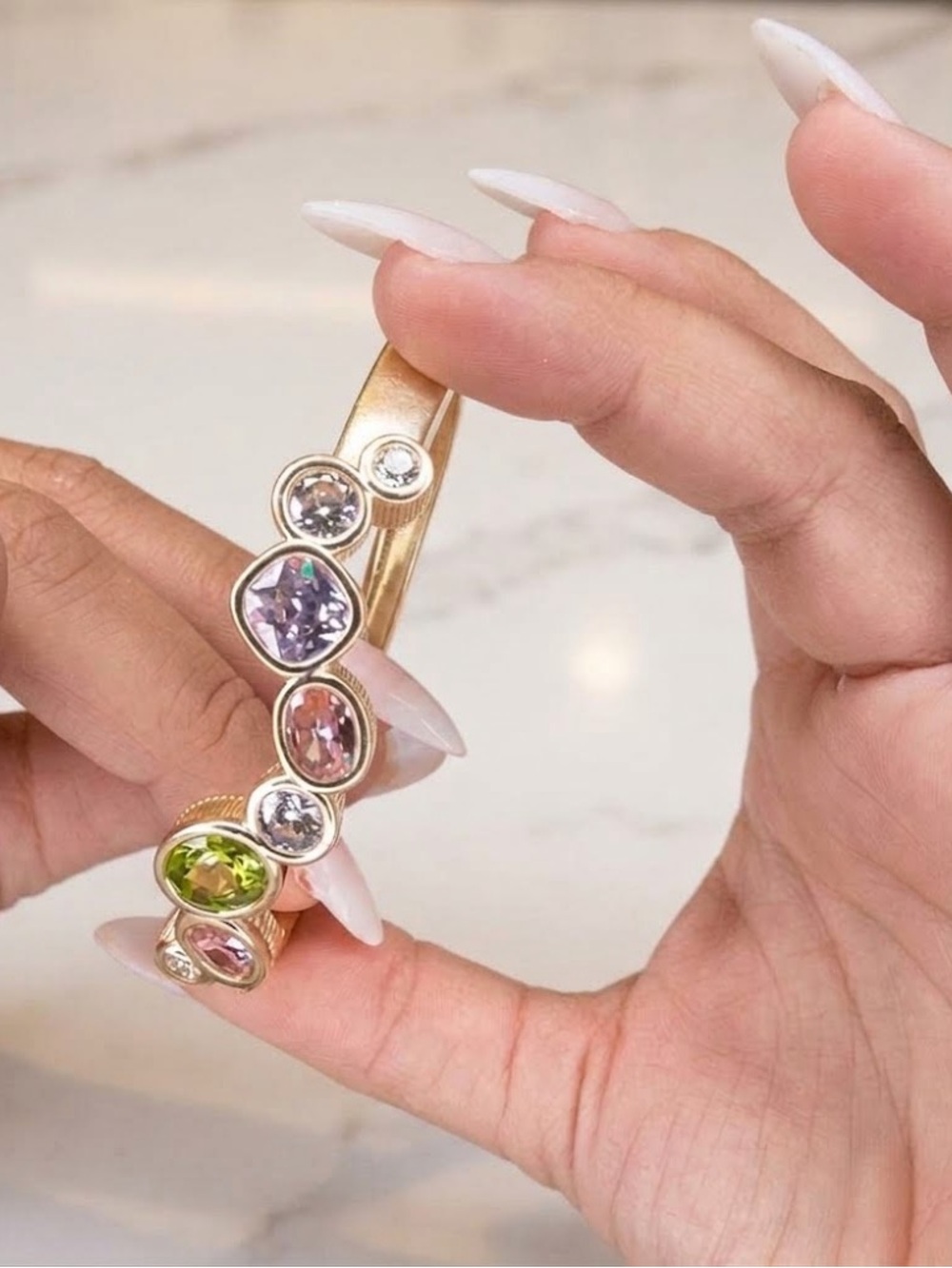 New Multi-Gem Necklace and Bangle Set - Green & Purple- - Picture 3 of 3